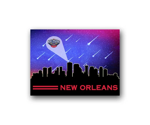 New Orleans Pelicans Poster City Skyline Art Print Man Cave Decor 12x16" Cover