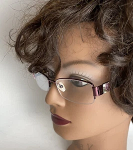 Oleg Cassini Brown Metal Rectangular Reading Glasses Marble Pearl Temple OOC - Picture 1 of 12