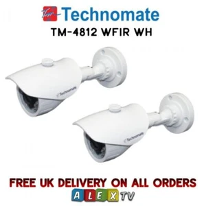 2 cámaras de línea de televisión de seguridad Technomate resistente a la intemperie CCTV TM-4812 WFIR WH - Imagen 1 de 4