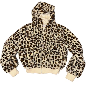 Favlux Faux Fur Leopard Animal Print Jacket Size M Medium Womens EUC - Picture 1 of 4