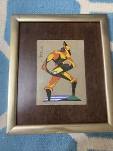 Brasilianisches Gemälde Virgillo Nabais Gouache auf Leinen gerahmt MCM Originalrahmen - Bild 1 von 8