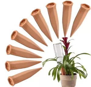 10 Pack Terracotta Plant Watering Stakes for Vacations Great for Indoor&Outdoor - Picture 1 of 7