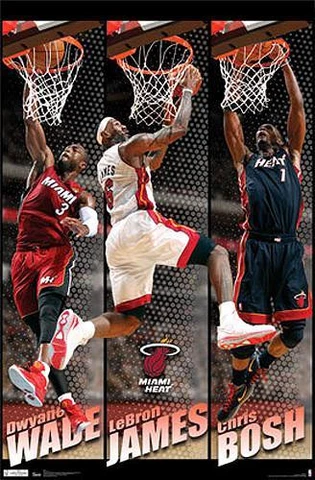 MIAMI HEAT 2012 22x34 POSTER - LeBron James, Dwyane Wade, Chris Bosh Cover
