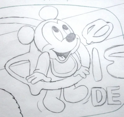 BABY MICKEY MOUSE WALT DISNEY 1990s ORIGINAL PRODUCTION cel DRAWING STORYBOARD - Image 1 of 2