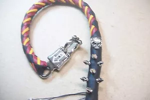 Látigo de motociclista Getback Motocicleta Látigo ÚLTIMO ¡Paracord de cuero negro y rojo dorado!!¡! - Imagen 1 de 4