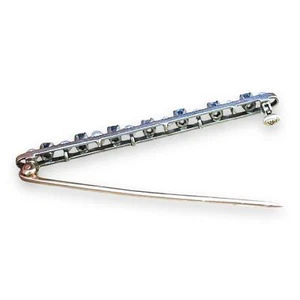 Antique Edwardian seed pearl sapphire diamond bar Brooch In Yellow Gold - Picture 1 of 3