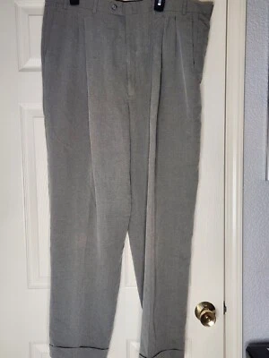 Linea Naturale 42 Gray Black Striped Cuffs BeltLoops Full Length Men Dress Pants - Image 1 of 4