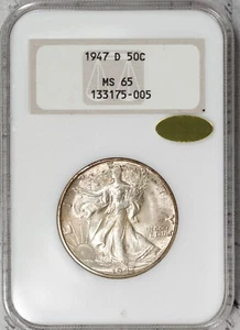 1947-D Walking Liberty Half Dollar NGC GOLD CAC MS65 3.0 Old Fatty Holder! #1DYG - Picture 1 of 4