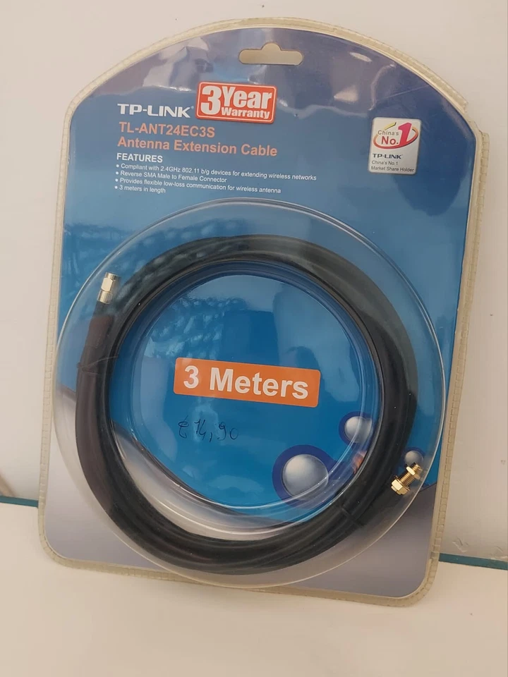 TP-LINK TL-ANT24EC3S CAVO PROLUNGA ANTENNA DA 3 METRI 2.4GHz 802.11 N/B/G nuovo - Immagine 1 di 1