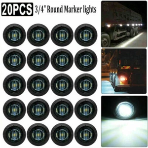 20X Mini White 3/4" Smoked Lens Side 3LED Marker Trailer Bullet Round Light 12V - Bild 1 von 8