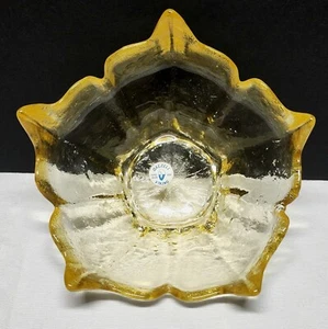 Vintage Dalzell/Viking Amber Glass Epic Five Point Lotus Bowl, Nesting Bowl - Picture 1 of 5