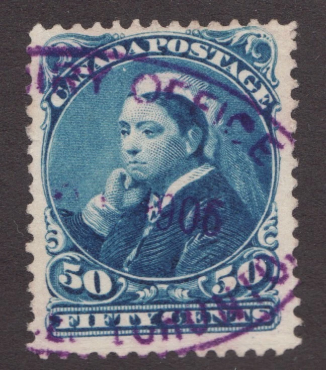 1893 Canada Sc #47 - 50¢ Small Queen Victoria 'Widow Weeds' Used Cv$100 - Image 1 of 1