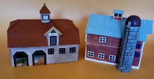 Figi Collectable Ceramic Wisconsin Barn Boxes 6"x3.5"x6.5" Silo 6"x3.5"x5.5" - Picture 1 of 15