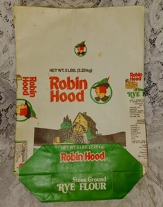 Bolsa de papel de harina de centeno molida entera Robin Hood 5 libras VACÍA NUEVA SIN USAR - Imagen 1 de 2