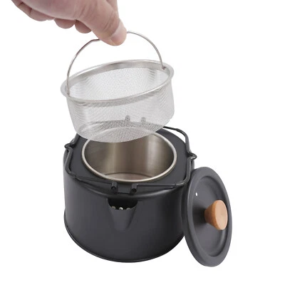 Outdoor Schwarz Camping Wasserkocher Edelstahl Camp Tee Kaffee Topf 1L - Bild 1 von 4
