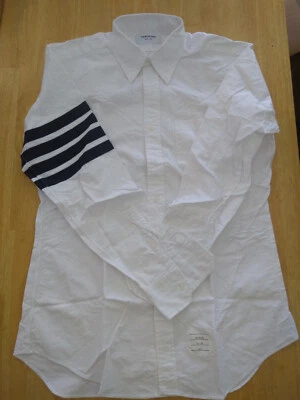 NWOT Thom Browne White Oxford Button Down Grosgrain Sleeve Stripes TB5 16.5-36 - Image 1 of 4