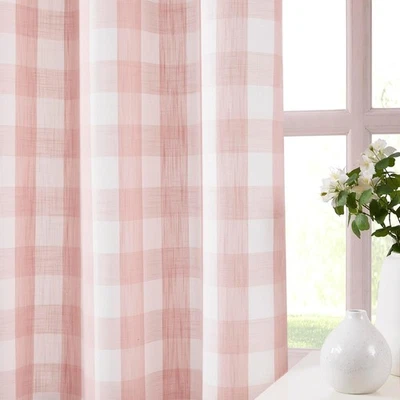 Jubilantex Buffalo Check Semi Transparente 40W x 63L (Pack de 2), Rosa &amp; Blanco  Foto 1 de 4