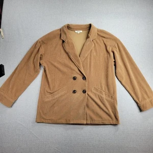 Madewell Redford Womens Corduroy Blazer Jacket Size L Tan Knit Double Breasted - Picture 1 of 12
