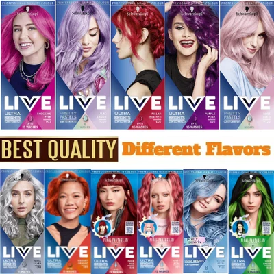 BRANDED Schwarzkopf Live Range Intense Permanent Hair Colours or Semi-Permanent Hair Dye
