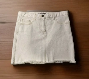 Theory Denim Parker Vintage Bianco Mini White Skirt Size 8 $115 - Picture 1 of 4