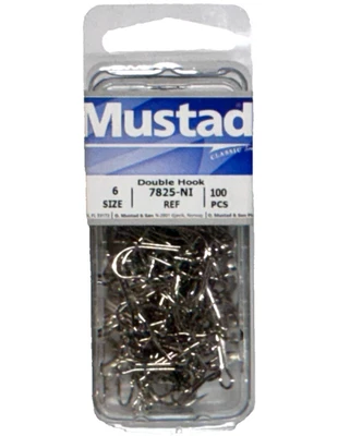 Mustad 7825-NI Gancho Doble Tamaño 6 Níquel Paquete de 100 unidades Foto 1 de 4