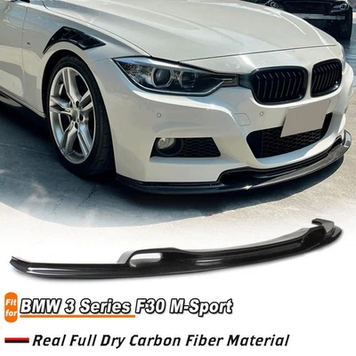 Спойлер передняя кромка из углеродного волокна для бампера BMW 3 серии F30 318i 320i MTech 12-18 - Изображение 1 из 4