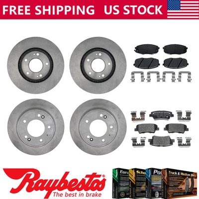 Rotores de freno delanteros traseros y pastillas de freno de cerámica para Kia Soul 2014-2016 - Raybestos Foto 1 de 4