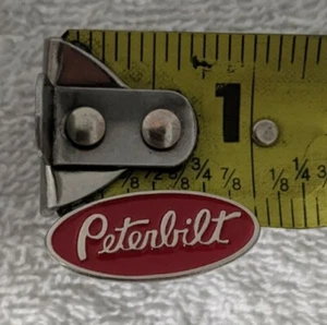 Vintage Peterbilt Silver Red Metal & Enamel Lapel Hat Tie Tack Trucker Pin - Picture 1 of 3