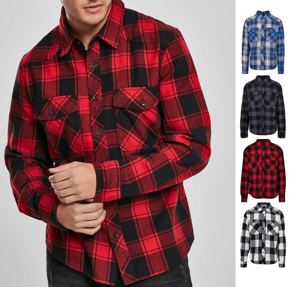 BYB Build Your Brandit Check Shirt, Karo Hemd, kariertes Herren Flanellhemd, 100% BW