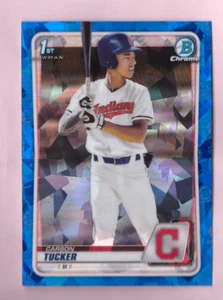 2020 Bowman Draft Sapphire Carson Tucker Blue Refractor Mint Cleveland Indians - Bild 1 von 2