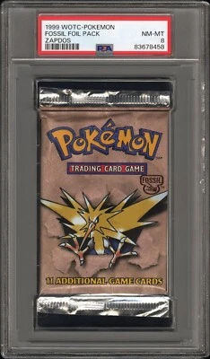 1999 WOTC POKEMON FOSSIL FOIL PACK ZAPDOS PSA {8} - Image 1 of 2