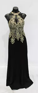 JVN by Jovani Women's Fitted Halter Lace Evening Dress CD4 Black Size 2 - Picture 1 of 5