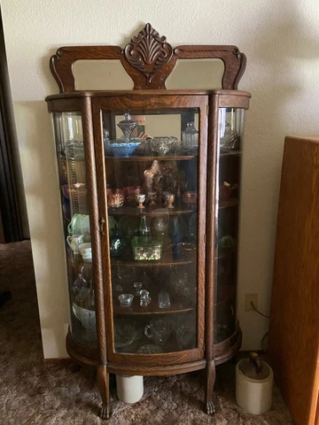 Antique Oak Bow Front China Cabinet Cover