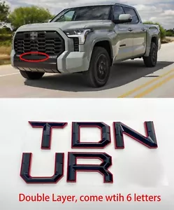 2022 2023 2024 Black Red Front Emblem TUNDRA Grill Bumper Letters Insert Badge - Foto 1 di 7