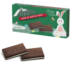 Andes CREME DE MENTHE THINS 28-Pieces After Dinner Mint 2025 Easter Bunny Sleeve - Picture 1 of 4