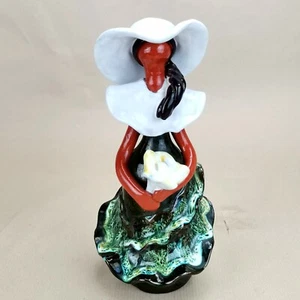 Limette gesichtslose Tonpuppe Dominikanische Republik Skulptur Terrakotta Hut Vintage - Bild 1 von 10
