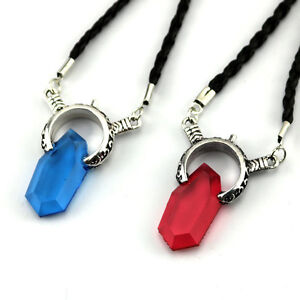 NEW Devil May Cry 5 Blue Red Crystal Cord Chain Pendant Necklace Cosplay Prop