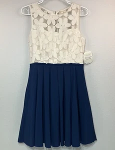 Alter'd State Dress Ivory Lace Top Blue Pleated Skirt Sleeveless Women's Medium - Picture 1 of 10