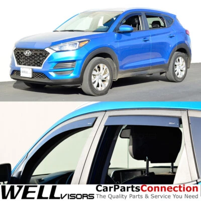 Wellvisors Viseras de ventana en canal Deflectores 4 piezas para Hyundai Tucson 2016-2021 Foto 1 de 4