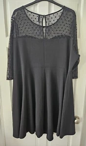 Evans Black Polka Dot Mesh Detail Skater Dress Size 30/32 NWT - Picture 1 of 11
