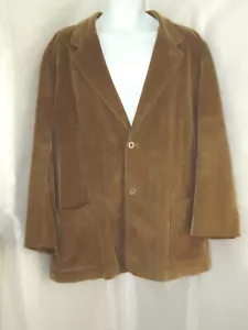 Men's Brown 2 Pockets 2 Button Lined Vintage Corduroy Jacket Blazer L/XL - Picture 1 of 6