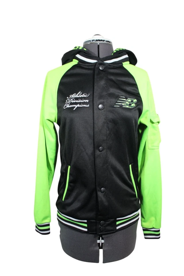 New Balance Juvenil Snap Frontal Neón Verde Negro Sudadera con Capucha Chaqueta 14/16 Foto 1 de 4