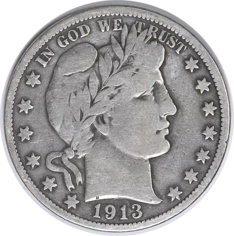 1913 Barber Silver Half Dollar Choice VG Uncertified #310 Cover