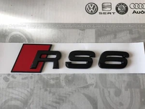 Gloss Black Badge Emblem Logo for Audi RS6 Rear Boot Trunk (adhesive Backing) - Picture 1 of 1