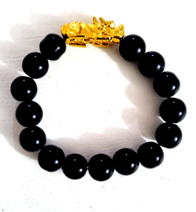 Genuine Feng Shui Black Obsidian Beads Pi Xiu Bracelet Attract Wealth Good Luc12
