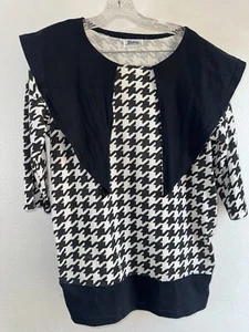 Teaze International 80s Vintage Houndstooth Pattern Shirt Retro Shirt Small - Picture 1 of 9