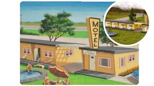 Bachmann Züge H O 75th Anniversary Plasticville Motel mit Pool -45198 Neu im Karton NEU - Bild 1 von 1