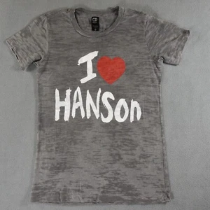 I Love Hanson Juniors Shirt Small Black Concert Music 90s Retro y2k Band Heart - Picture 1 of 6