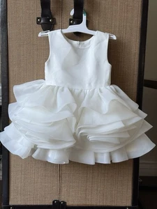 Schönes Fit Flare maßgeschneidertes weißes Organza Kleid Größe 3T - Bild 1 von 16