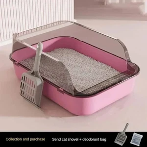 Cat Litter Box Kitty Sandbox Semi-enclosed High Side Splashproof Cat Toilet Pet - Picture 1 of 9